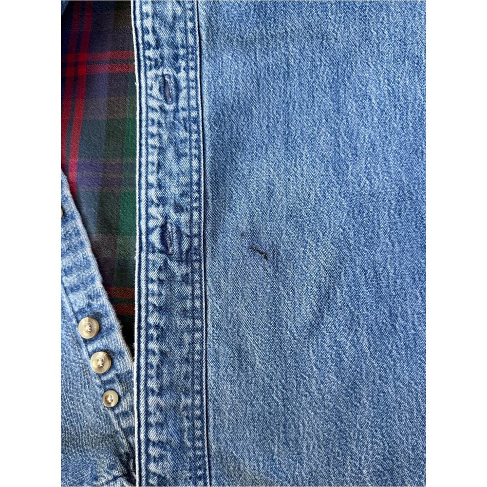 Vintage Eddie Bauer USA Denim Chamois Flannel Lined Shirt Jacket Men’s Small - Picture 7 of 14